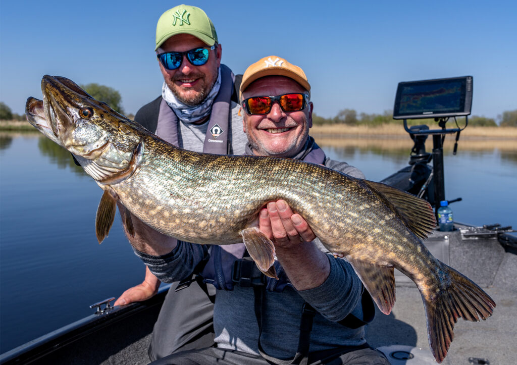 photo pere et fils avec un gros brochet irlandais